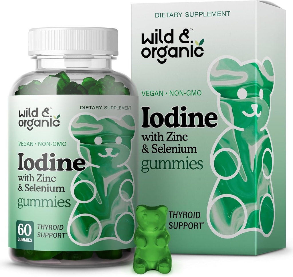 Wild & Organic Jodium Gummies 250mcg - Immune Support Complex w/Potassium Iodide - Selenium Zink Jodium Supplement for Immunity & Algehele ondersteuning - 60 Vegan, Pectin Based Gummies