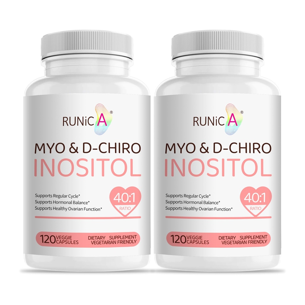 Myo-Inositol & D-Chiro Inositol Supplement voor vrouwen - Ideaal 40:1 Ratio - Ondersteuning Hormone Balance & Fertility & Ovarian Health - Vegan Powder Capsules - 60-Day Supply