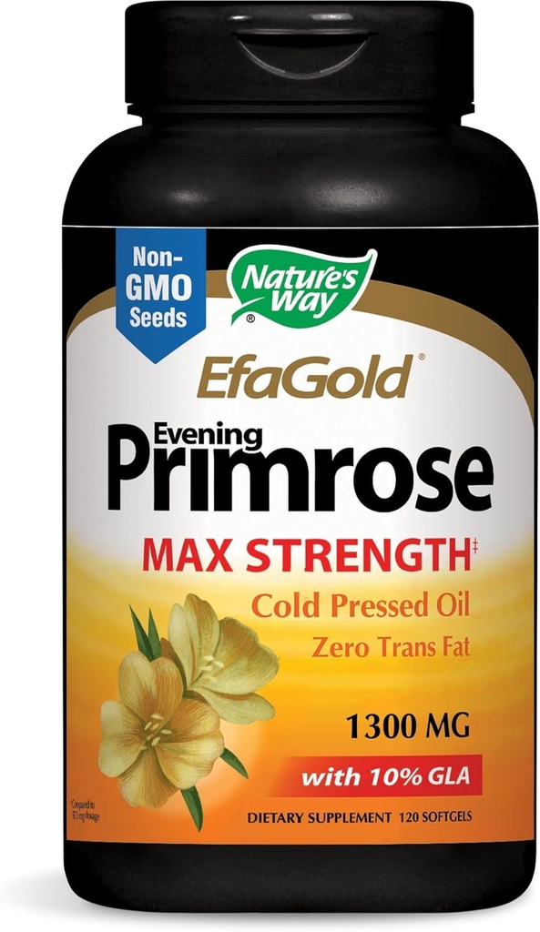 Nature's Way Evening Primrose, EFA Gold Cold Pressed Oil 1300mg, 120 Softgels
