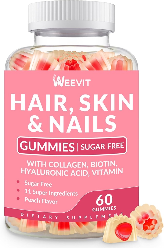 Hair Skin and Nails Gummies - Vegan Biotin 5000mcg Vitaminen voor vrouwen & mannen ondersteunt snellere haargroei, sterkere nagels, gloeiende huid