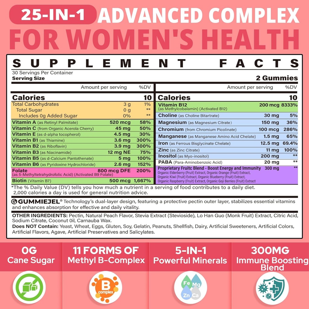 Vitamine B Complex Gummies voor vrouwen