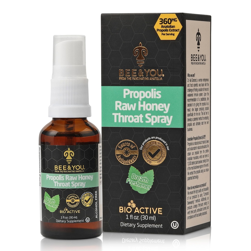 Bee en u, 100% Pure Propolis Extract, Immune Support, Sore Throat Relief, Antioxidanten, Natuurlijke, Keto, Paleo, Gluten-vrij