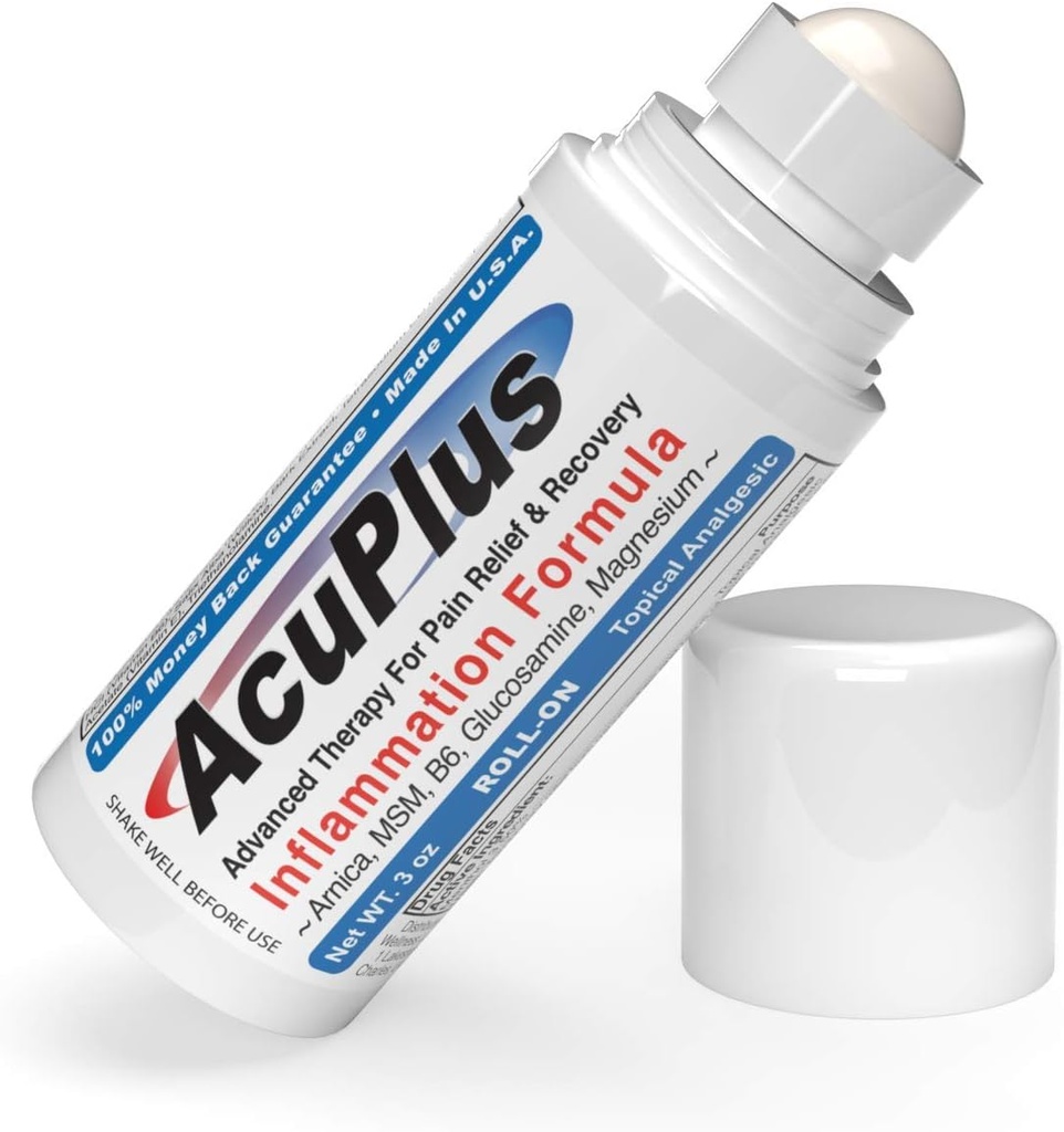AcuPlus - pijnverlichting Roll on - Topical Anti Ontvlamming om spieren en gewrichten te kalmeren - Artritis pijn Reliever, Bursitis, Tendonitis Cream - TSA Compliant, Handig Roll On - 3 fl. oz. (Pack of 1)