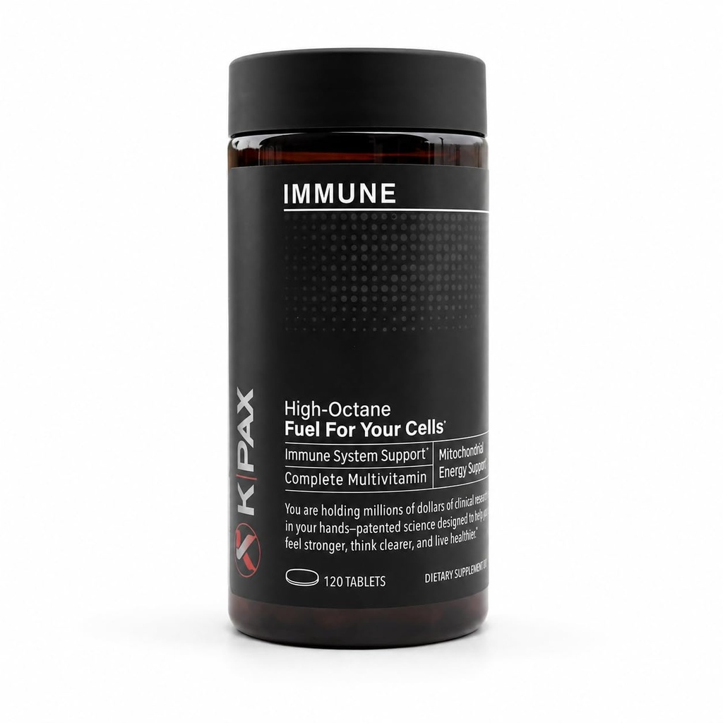 KPAX Immune Mitochondrial Supplement, Patented Cellular Energy & Immune Support, PQQ, CoQ10, Methylated B Vitamins, K2 MK-7, 2-Month Supply (120 Tablets)