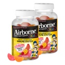 Enfants Airborne 500mg Gommies Vitamine C, Enfants Immune Soutien Gommies de zinc avec puissants antioxydants VIT C & E - 63 Gommies, Arômes de fruits assortis (paquet de 2)