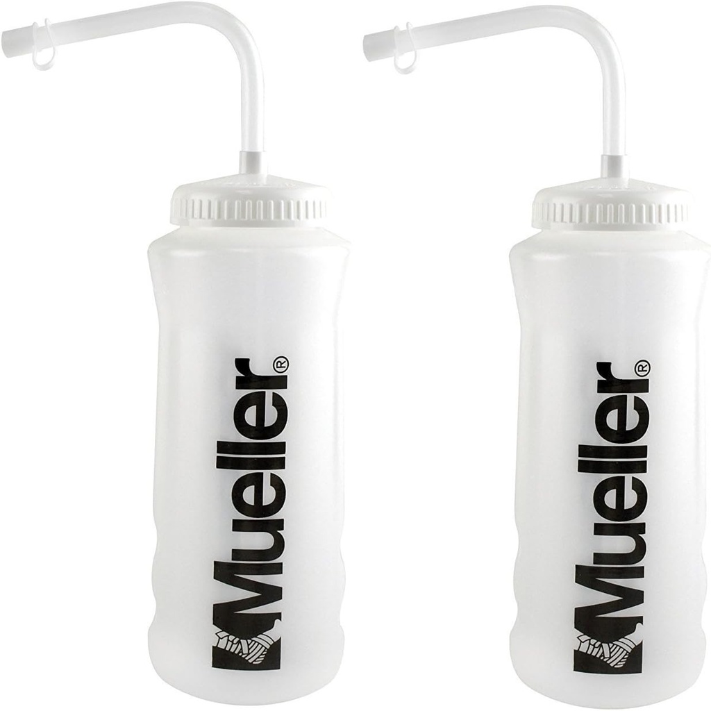 Mueller Quart Bottle w/Straw, Natural Color w/ Black Letters (2-pack)