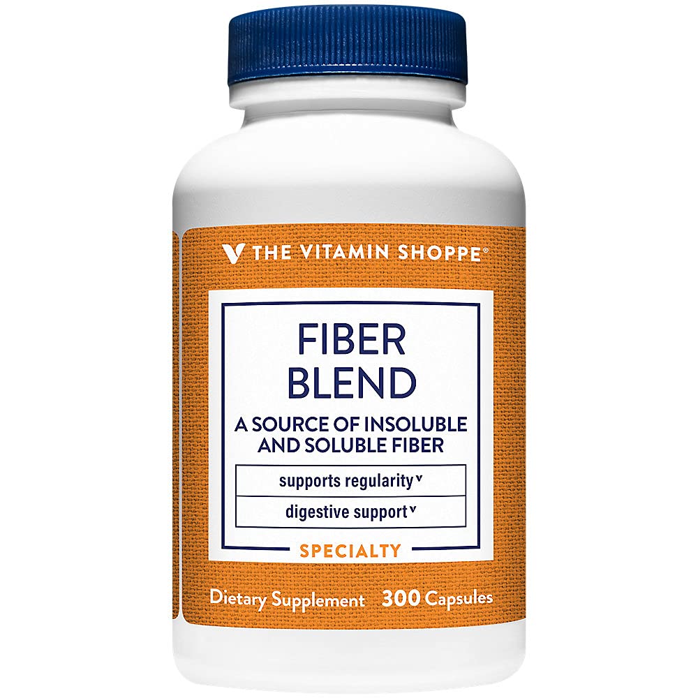 De vitamine Shoppe Fiber Blend, een natuurlijke bron van onoplosbaar en oplosbaar vezel, ondersteunt Digestieve Gezondheid & Regularity (300 capsules)