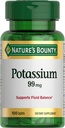 Nature's Bounty Kalium 99mg, Ondersteunt Vochtbalans en Spieractiviteit, Betrokken bij normale hartfunctie, Kalium Gluconaat Dieetsupplement, Glutenvrij, 1 per dag, 100 Vegetarische Capleten