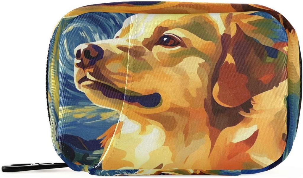 Weekly pil Organizer Golden Retriever Starry Nacht Kleine pil Box Bag Portable Travel Pill Case 7 dagen Vitamine supplement houder met rits voor familiebedrijf Camping