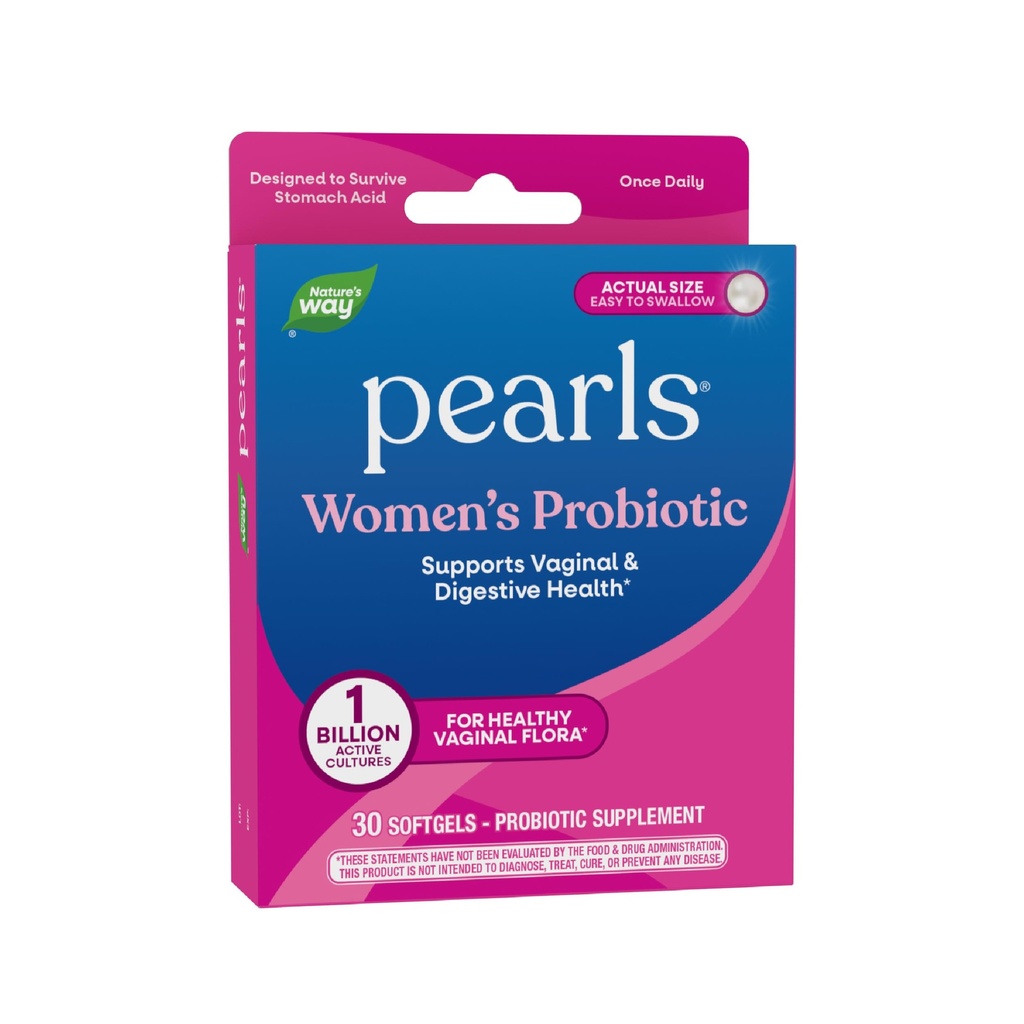 Nature's Way Vrouwen Probiotische Parels, Ondersteunt Vaginale en Digestieve Gezondheid*, 1 Miljard Live Culturen, Beschermt Tegen Occasional Bloating & Constipatie*, Gemakkelijk Slik Softgels, 30 Tel.