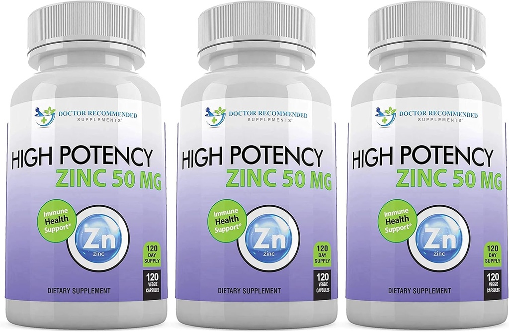 Zinc 50mg - Zinc Picolinate Immune Health Support Supplement 360 Veggie Capsules for Adults and Kids Vitamin, Well-Absorbed High Potency Pure Zinc Supplements - 50mg Per Serving