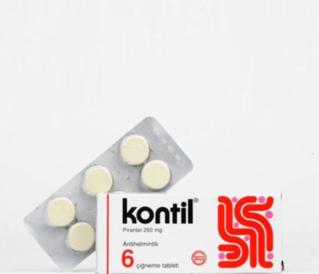 Kontil 6 Tabletten 250 mg PYRANTEL PAMOAAT Elimineert snel en gemakkelijk Pinworminfectie voor volwassenen en kinderen