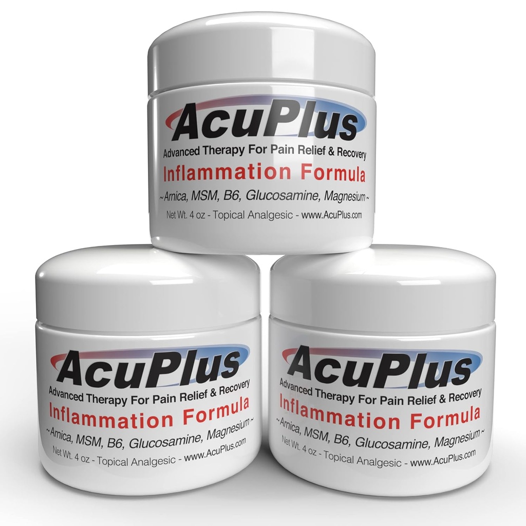 AcuPlus - Advanced Pain Relief Topical Anti Inflammatory Cream to Soothe Muscle & Joint Pain - Artritis, Bursitis, & Tendonitis - Fast-Active Formula with Natural Ingredients - 4 oz. elk, Pack of 3