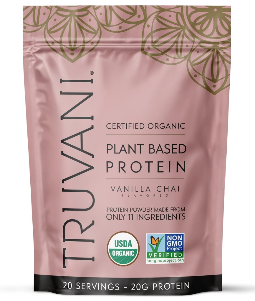 Truvani Vegan Powder Protéines de pois Vanilla Chai... 20g Protéines organiques à base de plantes... 20 portions...