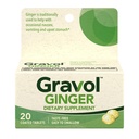 Gravol Ginger Tabletten voor Misselijkheid en Misselijkheid, 20ct