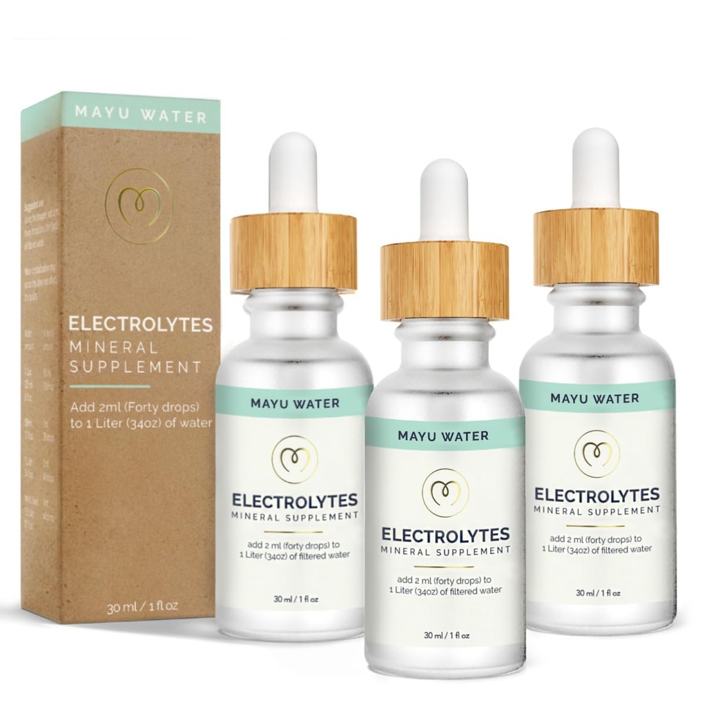 MAYU gouttes d'eau électrolytiques - Absorption rapide gouttes minérales pour l'eau potable, mélange de minéraux essentiels d'hydratation - 100 % de minéraux naturels purs, solution de déshydratation, électrolytes sans sucre -30 ml (3)