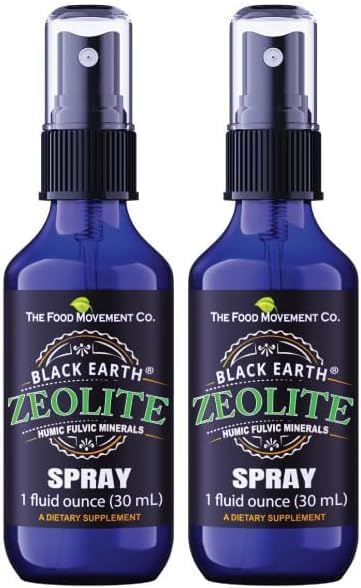 Black Earth Zeoliet met Humic Fulvic Acids, Trace Minerals, voor volwassenen en kinderen ondersteunt Gut Health, Immune Support, Digestie en Eliminatie en Meer 1oz Liquid Pump Spray Supplement (2 Pack)