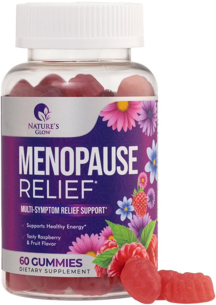 Supplément à la ménopause pour les femmes - Gummy multi-bénéfice complet de secours à la ménopause pour les éclairs chauds doux et les sueurs nocturnes, équilibre naturel et soutien énergétique, vitamines ménopausées, non-OGM - 60 gummes