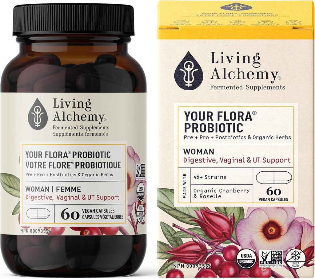 Vivant Alchimie biologique femme digestif votre probiotique Flora, 60 CT