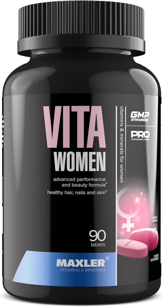 Maxler VitaWomen Premium Multivitamine voor vrouwen - Supplementen voor vrouwen - Haarhuid en nagels Vitaminen A B C D E K, Omega-3, Biotine, Antioxidanten, Enzymen - 90 Tabletten