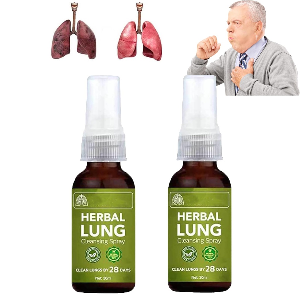 Spray nettoyant pulmonaire Breathdetox, Spray nettoyant pulmonaire Breathdetox, Essence pulmonaire Herbal Lung, Herbal - Support pulmonaire puissant (2pcs)
