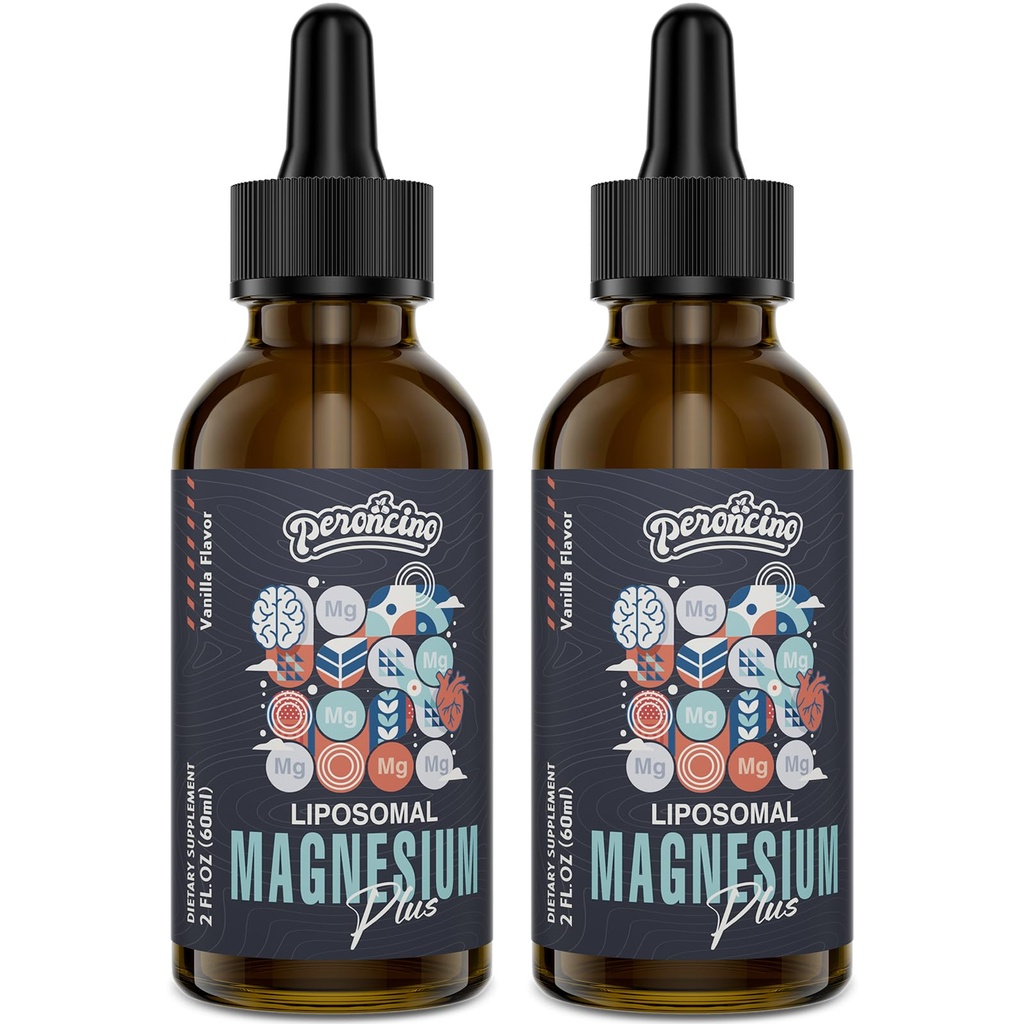 Liposomale Magnesium Citrate Drops for Gut and Bone Health, Mood and Stress Management, krachtige formule met vitamine B6 en zink Gluconaat 60ml (2.04 Fl Oz (pakket van 2))
