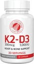 Silver Fern Vitamin K2-D3 Supplement Merk - Natural, Non-Synthetic - K2-7 as Menachinon-7 (MK-7) - D3 as cholecalciferol - Bone, Heart & Energy Support (2 flessen - 60 capsules - 60 porties)