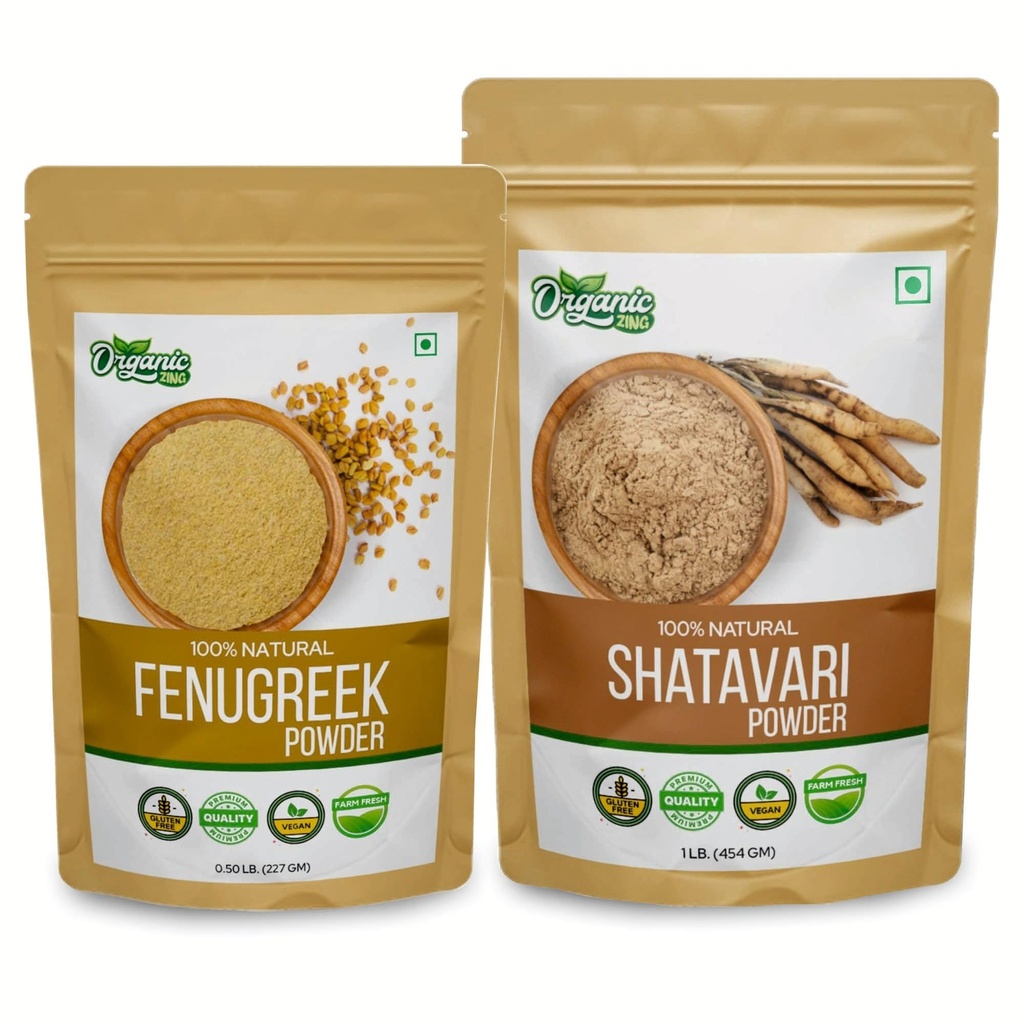 ORGANISCHE ZING Shatavari- 454g & Fenegriek Poeder- 227g