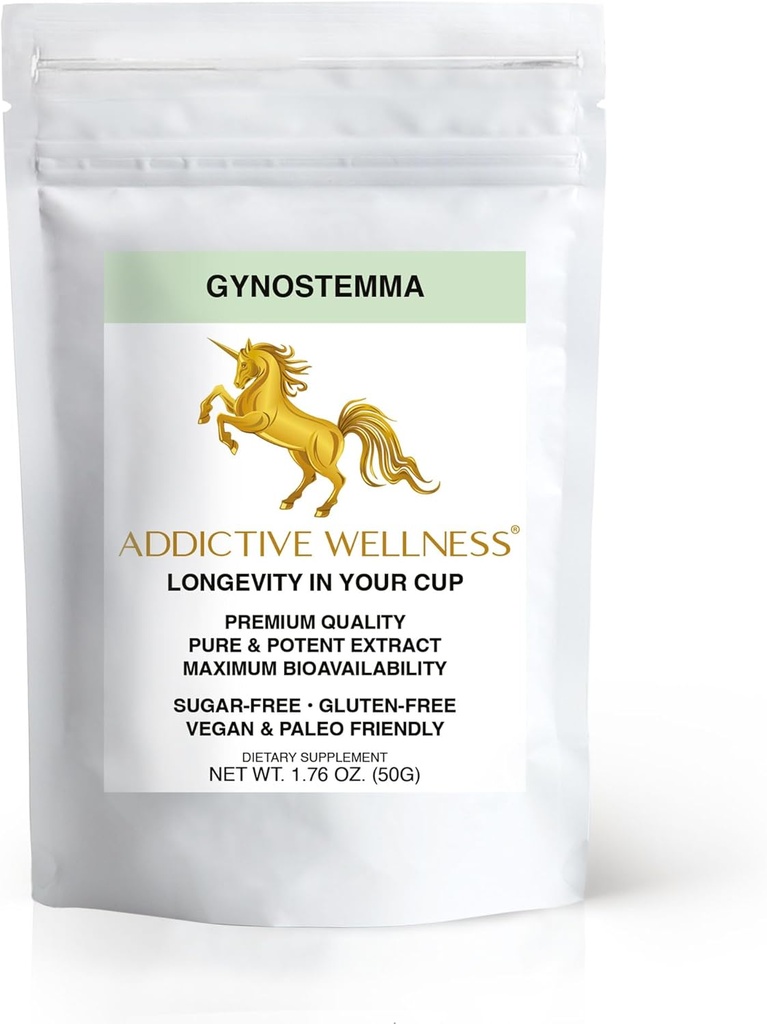 Addictive Wellness Gynostemma Leaf Extract Powder - Pure & Potent Jiaogulan Adaptogen for Energy, 1 Packet