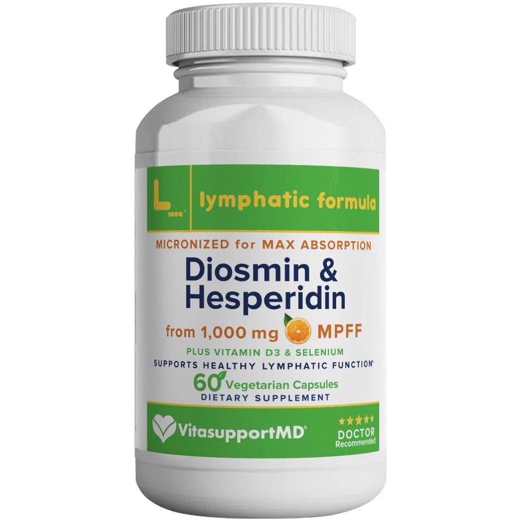 Lymfatische Formule, Diosmin Hesperidin 1000mg Lymfatische Drainage Supplement, Lymf System Support & Detox, Micronized MPFF Complex Blend with Vitamine D3 & Selenium for Immune Health, 60 Capsules