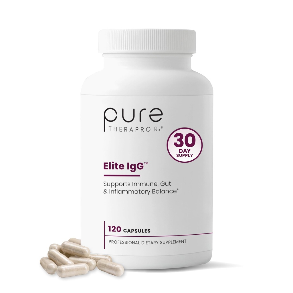 Pure Therapro Rx Elite IgG Immunoglobuline Supplement, 120 Caps - Gut Health & Immune Support, 1100 mg IgG, IGA & IgM, Zonnebloemlecithin, Dairy & Gluten Free Colostrum Supplement Alternatief
