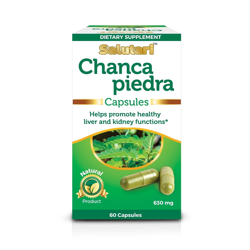SALUTARI Chanca Piedra Stone Breaker, 60 Vegetarische Capsules - Natural Stonebreaker Supplement voor Niergezondheid, Leverreiniging en Gallblad Ondersteuning - Natuurlijke Detox Supplement