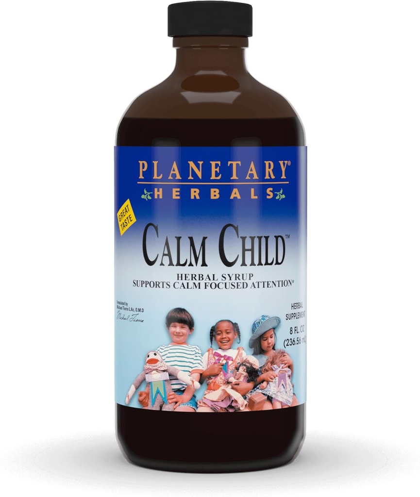 Planetaire kruiden Kalm Child Herbal Stroop - Inclusief kalmerende botanische kamille, Citroen Balm, Catnip & More - 8oz