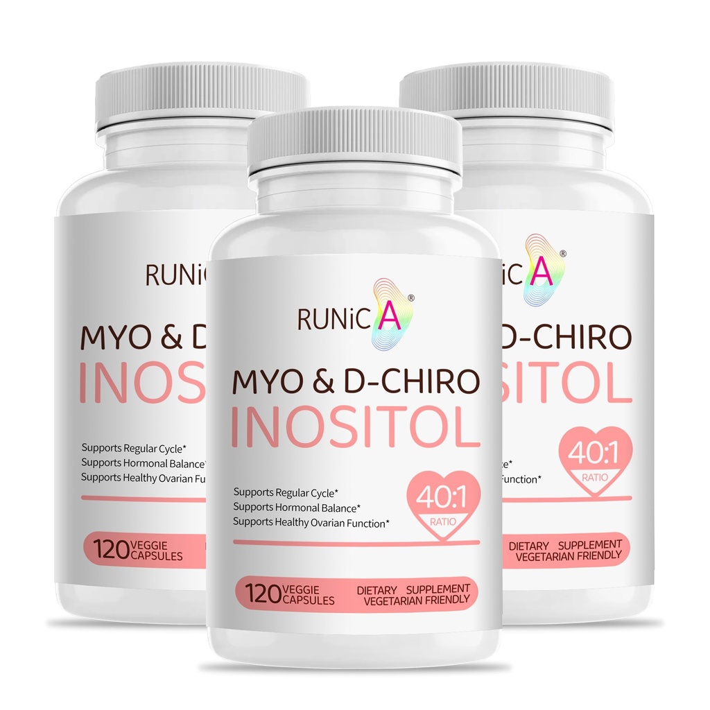 Myo-Inositol & D-Chiro Inositol Supplement voor vrouwen - Ideaal 40:1 Ratio - Ondersteuning Hormone Balance & Fertility & Ovarian Health - Vegan Powder Capsules - 90-Day Supply
