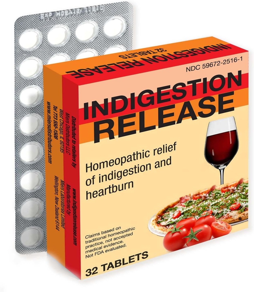 Miers Lab Indigestie Relief Capsules, Homeopathische Tablets voor Heartburn Relief, Veilig en effectief, Fast Acting, 32 Tablets