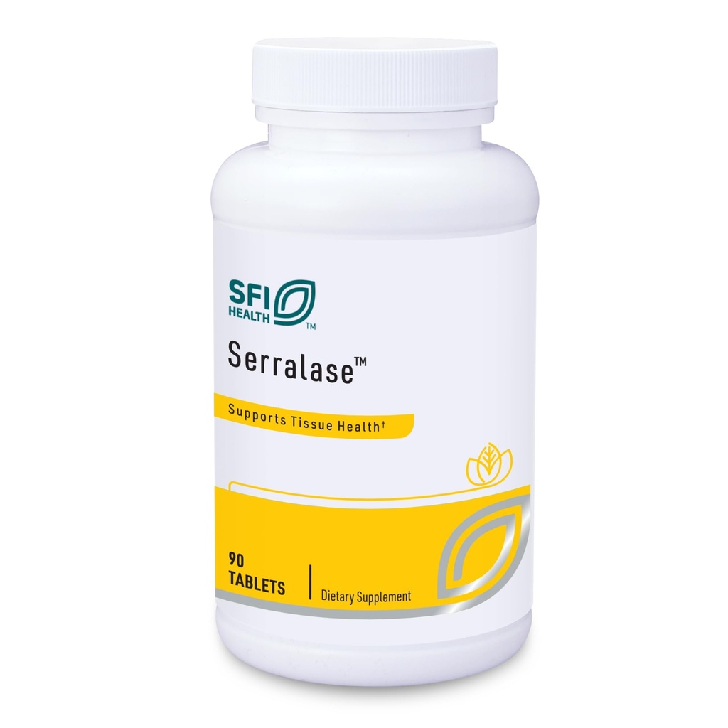 Klaire Labs SFI Health Serralase - Vegetarische Proteolytische Enzyme Blend with Serratia Peptidase & Bromelaine for Digestie, Sourced from Papaya & Ananas, Hypoallergeen (90 Enteric Coated Tablets)