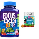 Focus Factor Kids Extra sterkte Dagelijks Kauwbare Hersen Gezondheid Ondersteuning + OLLY Kinderen Chillax Kalm Kauwen, 50 Tellen