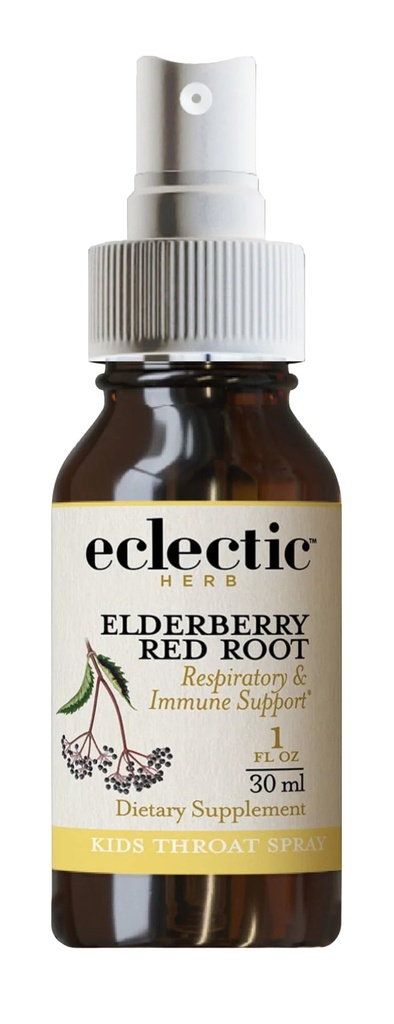 Herbe éclectique - Spray à la gorge rouge de la mûre aînée Enfants Respiratoire et immunitaire Support Exclusif, sans gluten (1 fl oz) 30 ml