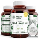 Natuurlijke Nutra Noorse kabeljauw leverolie supplement, helpt om de huid te behouden, helpt handhaven van de dichtheid van het lichaam, Eye Health & zenuwfunctie, bevordert de tandheelkundige gezondheid, ondersteunt Cardiovasculaire gezondheid, 250 Softgels