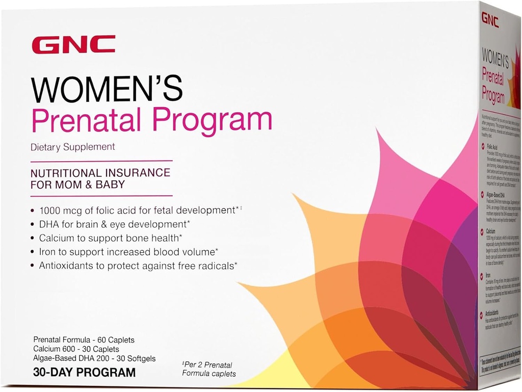 GNC Vrouwen Prenatale Programma, Dagelijks Supplement Systeem, Ondersteunt Gezonde Ontwikkeling voor uw baby met zink & ijzer voor foetusbehoeften, Gerichte Prenatale en Zwangerschap Essentials, 30 Packs