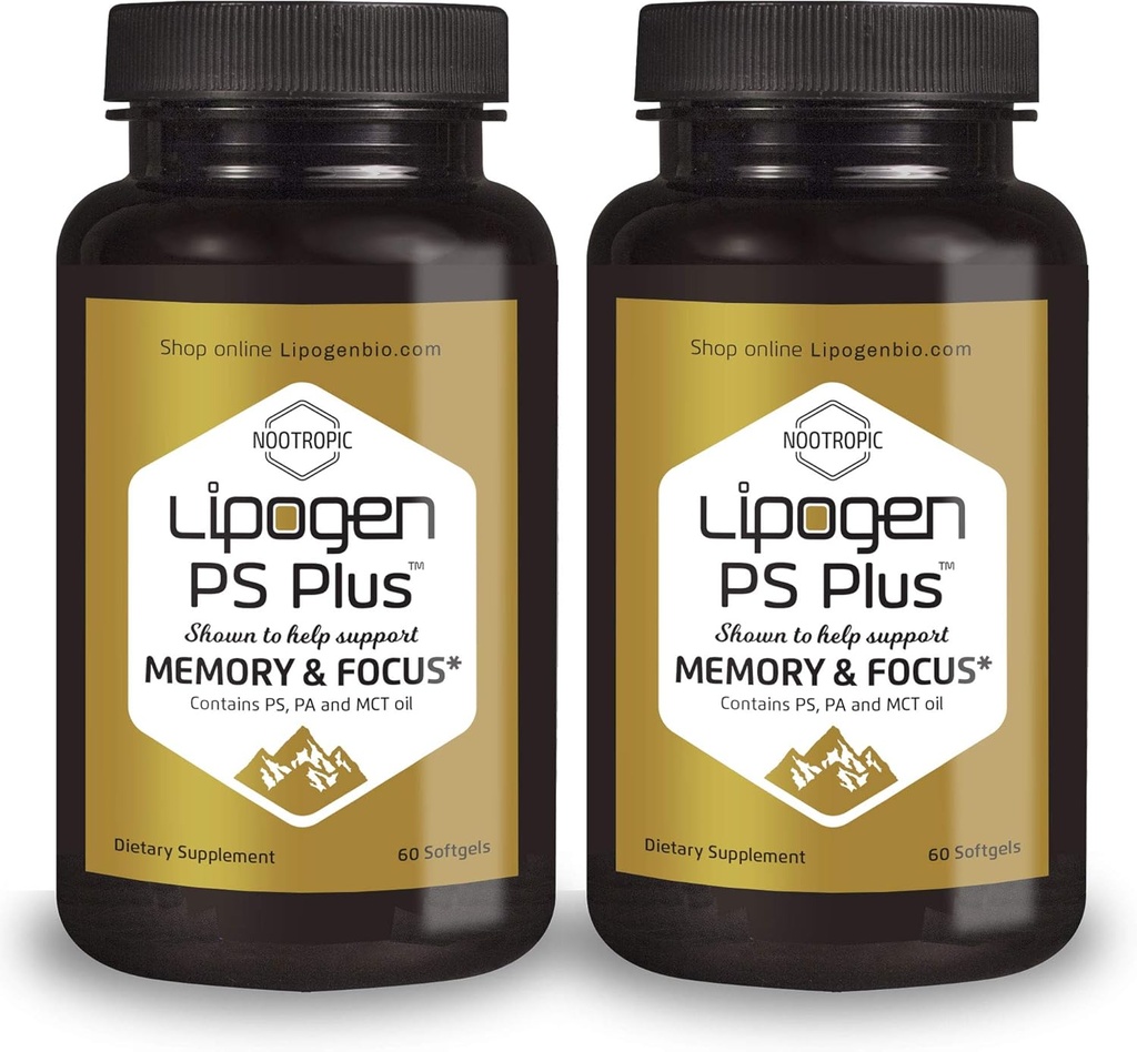 PS Plus Senior Supplementen voor Geheugen & Focus. Phosphatidylserine Ondersteuning Hersenfunctie 2-maandenvoorziening. (120 Softgels)