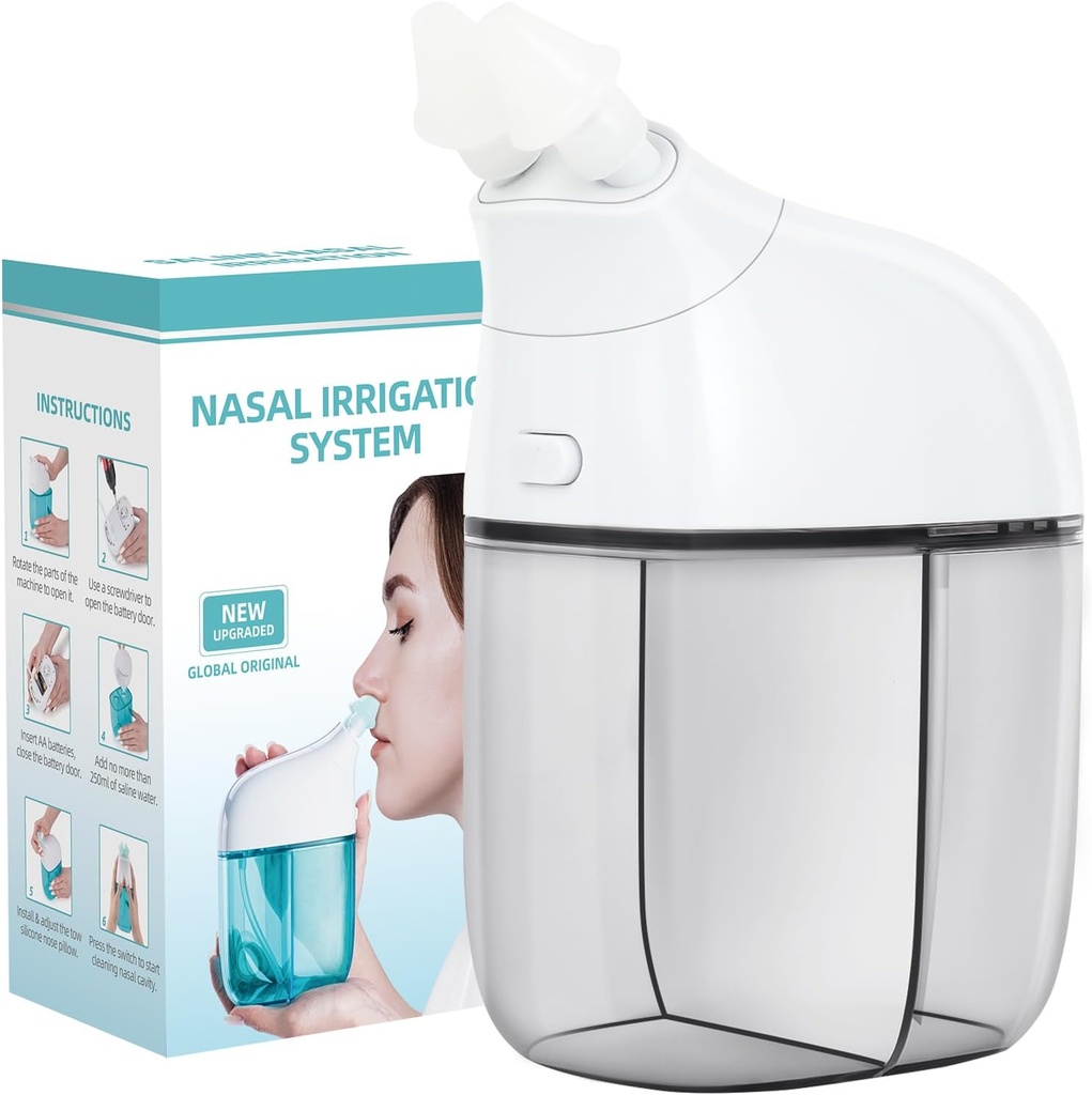 Neus Irrigatie Systeem, Neusverzorging, Sinus Sinse Machine, Neus Sinse Machine, Neus Reiniger met Auto Waste Inzameling Functie voor Sinus, Runny Neus, Neus Congestie Grijs