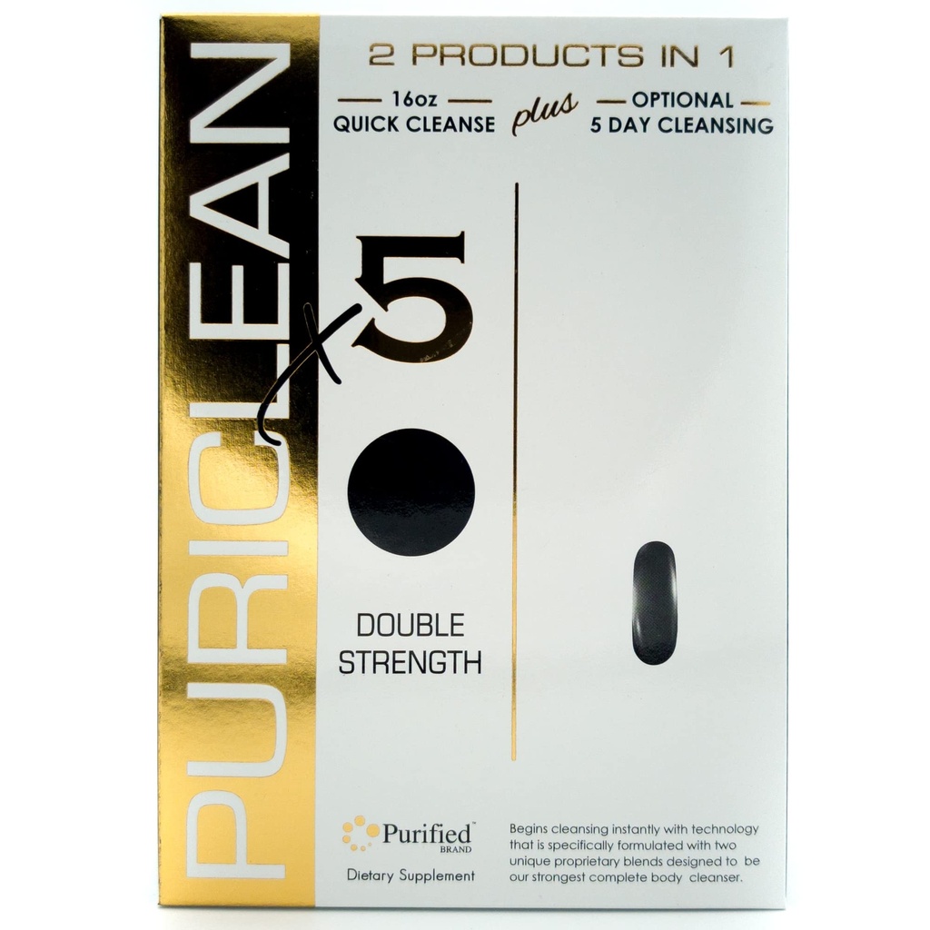 Puriclean X5 Complete Body Cleanser 2 in 1 Detox - Dubbele sterkte Reiniging Ondersteuning - 5-Dag Ontgiften aan Flush Out Toxins- 20 Capsules + 1 Fast Softgel (2 Pack)