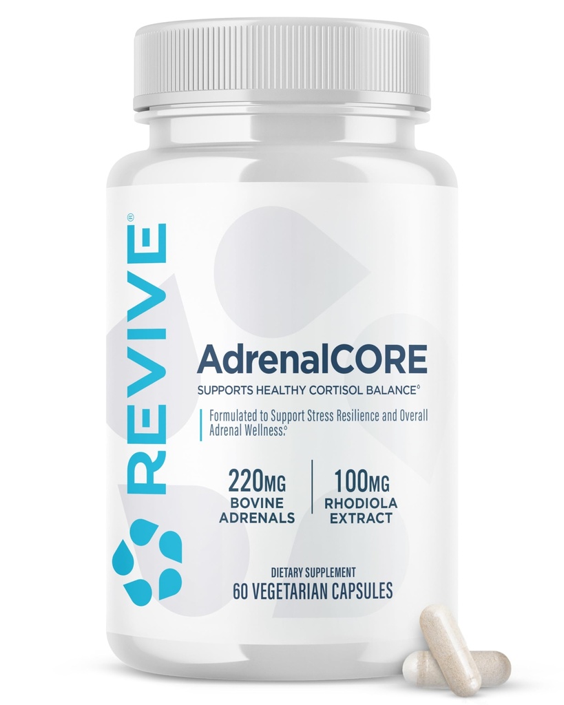 Revive MD Adrenal Support Supplementen voor vermoeidheid - Natural Cortisol Manager & Supplement met Rhodiola Rosea & Ashwagandha bevordert energieniveaus en geestelijke prestaties - mannen & vrouwen - 30 diensten