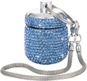 Bling Rhinestone Pill Bottle Organizer Daily Travel Pill Case Container Ring houder Kleine medicijn houder Box voor vitamine supplement Gum met sleutelhanger(Lichtblauw)