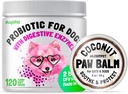 LEGITPET Probiotica voor honden met natuurlijke spijsverteringsenzymen + Prebiotica voor Allergie & Itch Relief 120 Zachte Kauwen en Paw Balm Wax Soother & Moisturizer Cream met natuurlijke kokosolie 2oz Bundel