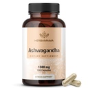 HERBAMAMA Capsules d'Ashwagandha - Supplément de focale sur les racines d'Ashwagandha pur de 1500mg - Vegan, Supplément de soutien non-OGM et calm pour adultes, 100caps