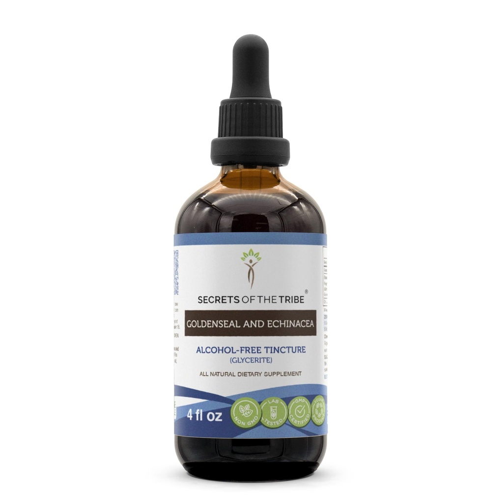 Geheimen van de stam Goldenseal en Echinacea Alcoholvrije Liquid Extract, Kruiden (Echinacea Root (Echinacea Purpurea), Goldenseal Root (Hydrastis Canadensis)) Tinctuur Supplement (4 FL OZ)
