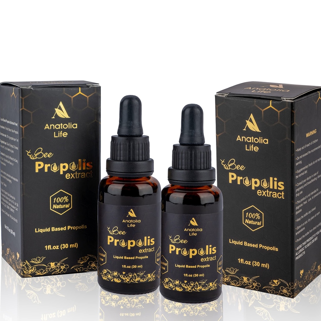 Natural Bee Propolis Extract, 30 ml, Advanced Liquid Tinctuur Immune System Booster en Seasonal Defense, Pure High Potency Herbal Supplement, Non-GMO (Propolis (2) Pack)...
