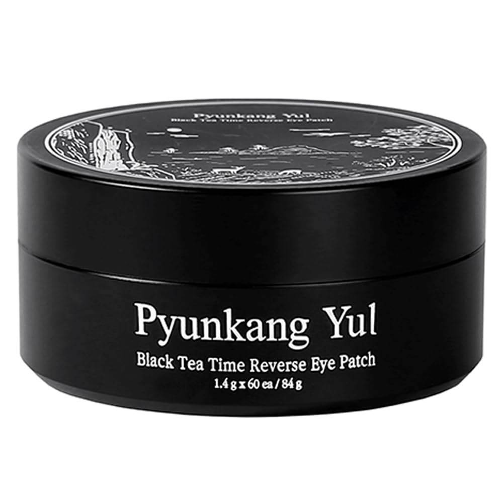 Pyunkang Yul PKY Black Tea Time Reverse Eye Patch for Anti-Aging, Deep Nourishing with Low-molecular Collages, Dark Circles & Fine Line Care with Kombucha, Korean Skincare (30 Pairs)